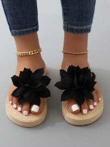 Süße, bunte Blumen T-Riemen Flip Flops Sandalen für Frauen, Strandpantoffeln