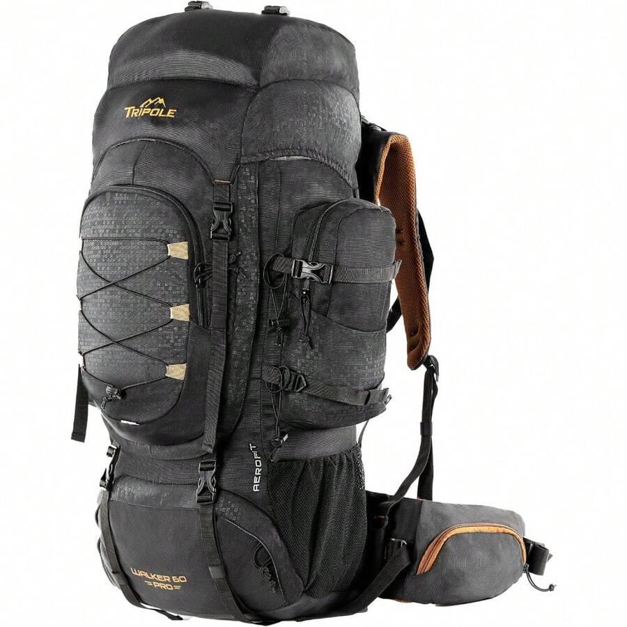 Walker Pro Internal Frame Rucksack For Travel And Trekking Front Opening Laptop Sleeve Water Repellent Rain Cover - Black - View 1