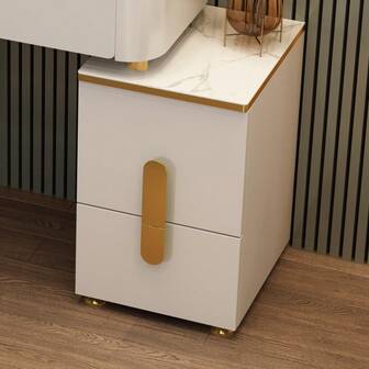 Mesita de noche con gabinete de almacenamiento de madera, mesa de noche minimalista moderna de lujo y ligera, sin necesidad de montaje, con dos cajones