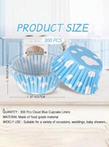 100 Count Cloud Blue Cupcake Liners White Light Cupcake Wrappers Paper Blue Muffin Cups Birthday Theme Party Baking Cups Baby Shower Decor Could Baking Wrapping And Packaging For Party Supplies