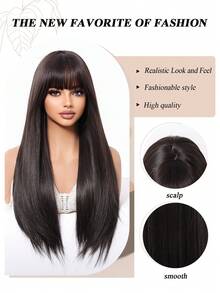 Smooth Natural Looking Straight Hair Wig – 24-Inch Chest-Length Synthetic Heat-Resistant Fiber In Natural Black , Versatile For All Face Shapes - Natural Black - View 5