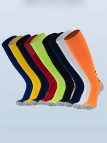 1 Pair Children Soccer Socks, Boys Professional Sports Socks With Anti-Slip Dots, Thick Terry, Knee-High, Suitable For Boys & Girls Ages 7-12