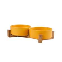 Dog Bowl Cat Bowl Ceramic Bowl Water Bowl Wooden Frame Protection Cervical Spine Tall Dog Drinking Bowl Pet Bowl Pet Supplies