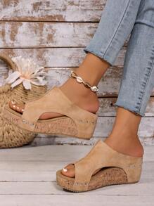 RALSWNAY Sandales à talons hauts épais de style mode à bout ouvert, semelle antidérapante. Convient aux activités extérieures. Grandes tailles Sandales à talons compensés et à bout ouvert Nouvelles arrivées Chaussures romaines à brides croisées Plateforme imperméable