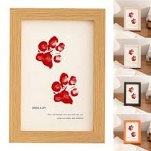 Pet Footprints Handprints Dog Paw Creative Birthday Gift Wooden Photo Frame Albums Personalized Modern 5/6/7/8 Inch Picture Frame Stand For Wall Hanging Decorative Commemorative Keepsake Gift