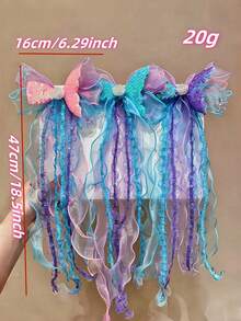 1 Pc Girl Mermaid Tassel Ribbon Braided Hair Clip Bow Multifunctional Braided Hair Accessory For Daily Use - View 3