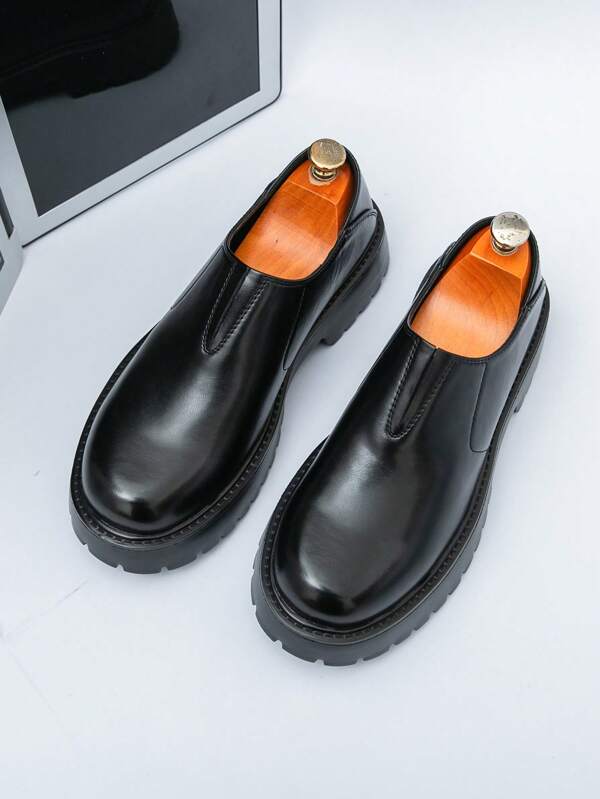 Casual Men's Versatile Business Formal Party Dressy Elastic Slip-On Loafers With Thick Sole