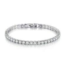 1 pièce Bracelet rond à une rangée de zirconium cubique, accessoire minimaliste et élégant pour tous les jours, cadeau idéal pour les amis