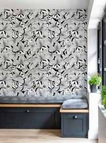 Lily Flower Plant Printed Home Decor Wallpaper, Simple Line Design Floral Leaf Self-Adhesive Waterproof Oil-Proof Wallpaper For Indoor Furniture Cabinet DIY Decoration