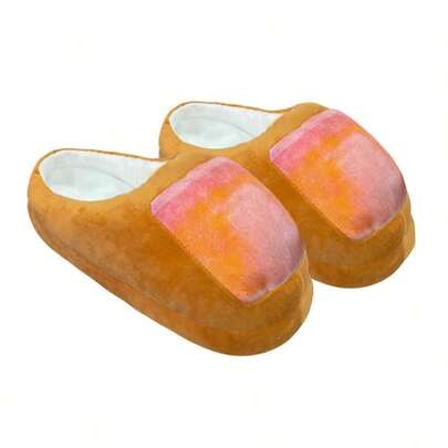 Zapatillas de algodón con diseño de dibujos animados para otoño/invierno y festividad de primavera, regalo de Halloween y Navidad, para mujer, cómodas, suaves, antideslizantes, con suela gruesa, para uso en casa, fiestas, pareja, con diseño de dedo gordo divertido, color naranja, zapatos de algodón cálidos para interiores