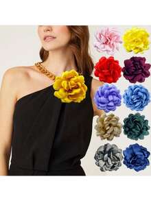 1pc Korean Big Fabric Rose Flowers Brooches Jewelry Cloth Art Orsage Lapel Pin Badge Shirt Collar Gifts For Women Accessories - Flower - View 12