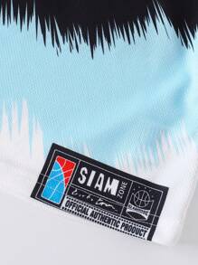 2pcs/Set Summer Kids/Toddler Digital 24 Print Mesh Round Neck Tank Top And Shorts Set, For 3-7 Years Old Student, Casual, Sports, Basketball