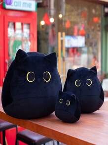 1 pieza Almohada decorativa adorable y linda en forma de gato, cojín de peluche de gato negro, muñeco de peluche de gatito, regalo de decoración del hogar para amigos