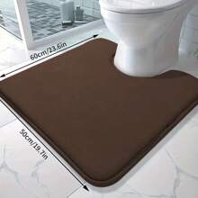 1pc Premium Plush Bathroom Mat (U-Shaped), Solid Color, Soft, Absorbent, Machine Washable, Non-Slip, Fade Resistant, Suitable For Bathroom, Kitchen, Laundry Room, Bedroom, Shower Room Decor Bathroom Accessories Back To School
