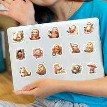 50pcs Sloth Animal Stickers, Cartoon Cute Graffiti Vinyl Stickers For Water Bottle, Laptop, Phone, Skateboard, Guitar, Luggage, Scrapbooking, Helmet, Decoration For Kids, Teens & Adults Party Supplies - Black - View 5