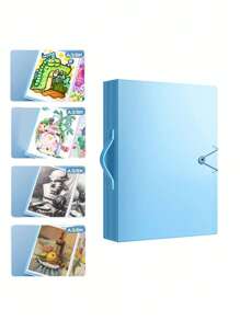 Diamond Painting 30-Page A3 Storage Book With Handle, Portable Storage Album, Including 30-Page Protective Art Supplies, Double-Sided Art Display Folder, Durable PP Material, Bright Pink And Blue Diamond Painting Storage Box Diamond Painting Accessories Storage
