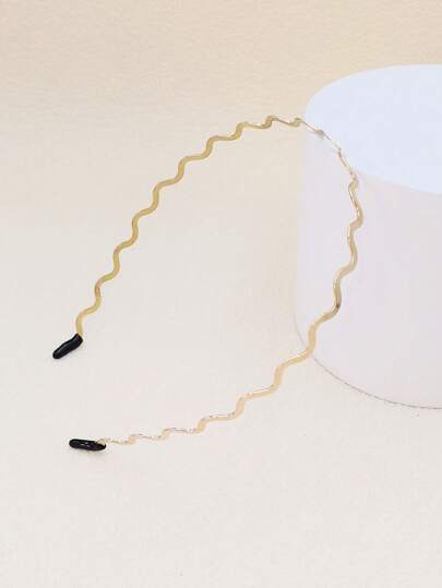 2 pezzi Fascia per capelli ondulata in metallo dorato di moda per donna, fascia per capelli curva, fascia per capelli sottile geometrica per uso quotidiano, feste, accessori per capelli eleganti, fascia per capelli, cerchietti per capelli, per casa, cura della pelle