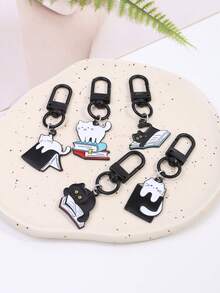 1 件金属阅读猫可爱小猫钥匙扣吊坠手提包汽车钥匙背包配饰返校聚会礼物