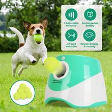 Moclever Automatic Dog Ball Launcher Included 6 Tennis Balls Dog With 3 Adjustable Launch Distance Interactive Ball Thrower Fetch Machine For Small Medium Dogs - Green White - View 1