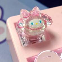 Sanrio Anime Sanrio Keycap Punk Crystal Keycaps Kuromi Theme Personalizowane fioletowe kropki Cute Cartoon Przezroczysty materiał ABS Mechaniczna klawiatura Cap na prezenty