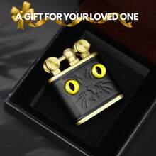 Cool Kerosene Lighters Fluid Refillable, Cute Cat Pipe Lighter With Removable Brass Lighter Case/Insert, Reusable Vintage/Antique Trench Flint Lighter, Unique Gifts For Men Women (Black) - Gold - View 7