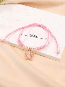 2pcs/Set Sea Shell & Starfish Bracelets, Fashion Summer Travel Accessory - Shell and Starfish Bracelet Set - View 2
