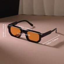 1 pieza Gafas de moda cuadradas vintage para mujer, montura pequeña clásica y simple personalizada para vacaciones de verano en la playa, al aire libre, estilo de preparación de viaje para volver a la escuela