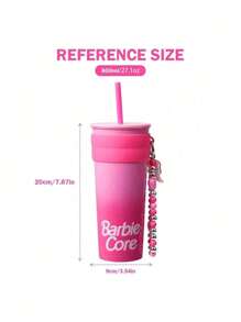 Miniso Barbie Gradient Stainless Steel Straw Cup 800mL/27.05oz - Stylish And Portable, Keeps Drinks Hot & Cold, Ideal For Office, School, And Outdoor Activities (1PC)
