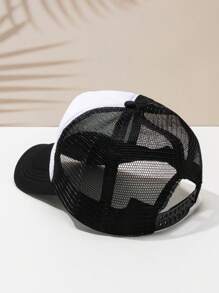 1pc Men's Black Graphic Print Outdoor Casual Mesh Baseball Cap