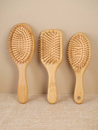 Bamboo Hair Brush, Natural Wooden Anti-Static Detangling Hair Scalp Massage Styling Tool, Unisex,Back To School,Travel Holiday Essentials,Hair Accessories For Women