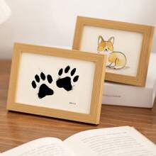 Pet Footprints Handprints Dog Paw Creative Birthday Gift Wooden Photo Frame Albums Personalized Modern 5/6/7/8 Inch Picture Frame Stand For Wall Hanging Decorative Commemorative Keepsake Gift