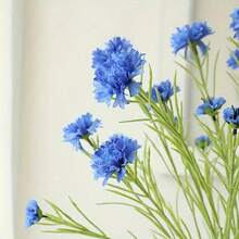 3pcs Artificial Flowers, Artificial Cornflower, Artificial Plant Floral For Arrangements Centerpiece, Wedding Party Home Deocration Indoor & Outdoor Decor - Blue - View 2