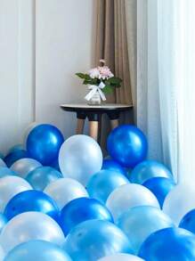 30 pièces Ballons en latex bleu nacré et blanc, convient pour mariage, fiançailles, anniversaire, enterrement de vie de garçon/jeune fille, révélation de sexe, décoration de fête d'anniversaire