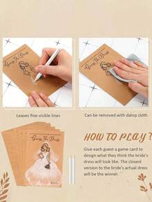Set de juego de 30 piezas para la futura novia - Juego de dibujo de vestidos de novia DIY, incluye 20 tarjetas y 10 lápices blancos, 10 tarjetas y 1 lápiz blanco, apto para despedida de soltera, fiesta de boda, cumpleaños, aniversario, etc. - Multicolor - Ver 11