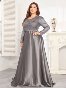 hezixi 高品质弹力亮片 V 领套袖，修身剪裁，鱼尾下摆设计，加大码，素雅奢华的女士长裙，让女性更年轻、更迷人，适合各种派对、毕业典礼、婚礼、活动和各种宴会和舞会，女士正式舞会礼服（豪华版）