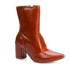 Domidona Women's Short Boot With Block High Heel And Pointed Toe - Lạc đà - Xem 2