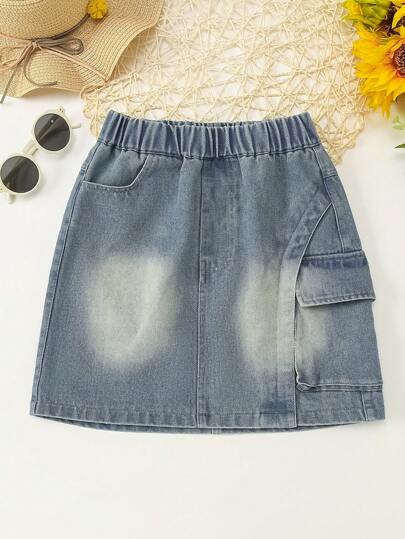 Tween-Mädchen Cargo Taschen Denim Shorts für den Sommer
