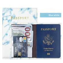 Marble Pattern Leather Passport Cover, PU Leather Passport Holder, Sewn Single Side Passport Case