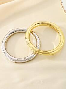 1 pulseira circular vazada de aço inoxidável, disponível nas cores ouro e prata, adequada para uso diário feminino