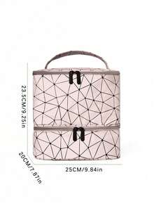 Nail Polish Makeup Case Makeup Bag Toiletry Bag Make Up Organizer Makeup Storage Cosmetic Bag For Makeup Tools Large Capacity Multifunctional Portable For Travel For College Dorm PU Leather Fashion For Women Gift For Mom For Girl Dorm Essentials Graduation - Dusty Pink - View 2