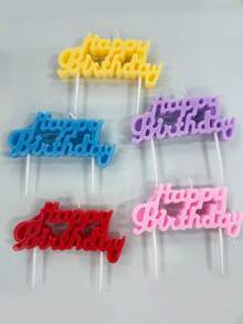 马卡龙生日图案蛋糕装饰蜡烛适合生日派对 - 彩色 - 查看 1