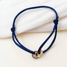 1 pieza Pulsera trenzada de acero inoxidable con diseño de círculo, apropiada para decoración diaria