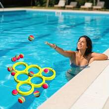 Pool Toys Games Set With 10 Colorful Balls, Fun And Coordination Floating Swimming Pool Toys, Throwing Water Game, Mat Small Ball Table Game, Playful Water Tossing Sports Toys, Floats Pool Accessories, Pool Party Decorations, Suitable For Friends Gathering, Family Entertainment, Summer, Holidays, Teens, Adults - Multicolor - View 2