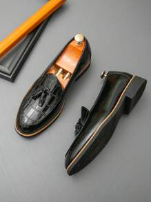 Casual Fringed Tassel Loafers, Versatile For Business, Party, Wedding, Pointed Toe Design