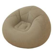 Inflatable Slouchy Sofa Chair,Flocked,Portable,Casual,Inflatable Bed,Outdoor Sleeping Bag,Foldable, Khaki Color