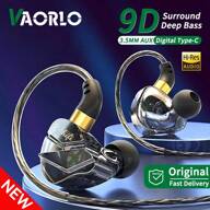 KZ Auriculares con cable VAORLO 3.5 mm AUX/Tipo-C Digital 9D HIFI con graves potentes, para música, deportes y juegos con micrófono, compatibles con , Android y PC
