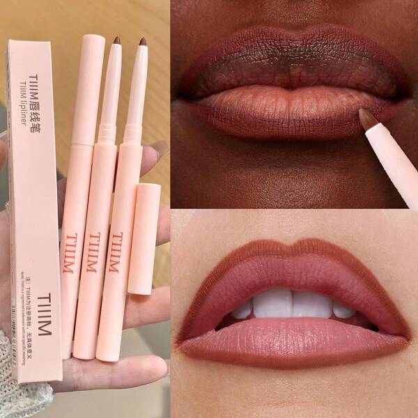 1 pieza Delineador de labios mate, alto rendimiento de color, de larga duración y resistente al agua, define con precisión el contorno de los labios, fórmula vegana derivada de plantas