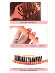 1pc Detangling & Styling Brush For Curly To Straight Hair – No Breakage, Perfect For Home, Travel & Salon Smooth & Shape Hair Effortlessly – Curl Defining Brush For All Hair Types, -Free & Travel-Ready - Multicolor - View 5