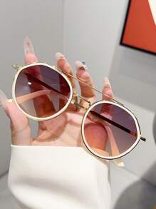 1pc Classic Minimalist Round Frame Metal Collision Color Optical Glasses, Fashionable Frame Design Suitable For All Face Shapes, Versatile