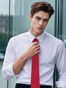 1 Stück Herren 8cm breite Business Krawatte, professionelle formelle gestreifte Krawatte aus gefärbter Polyester-Seide Herren Krawatte